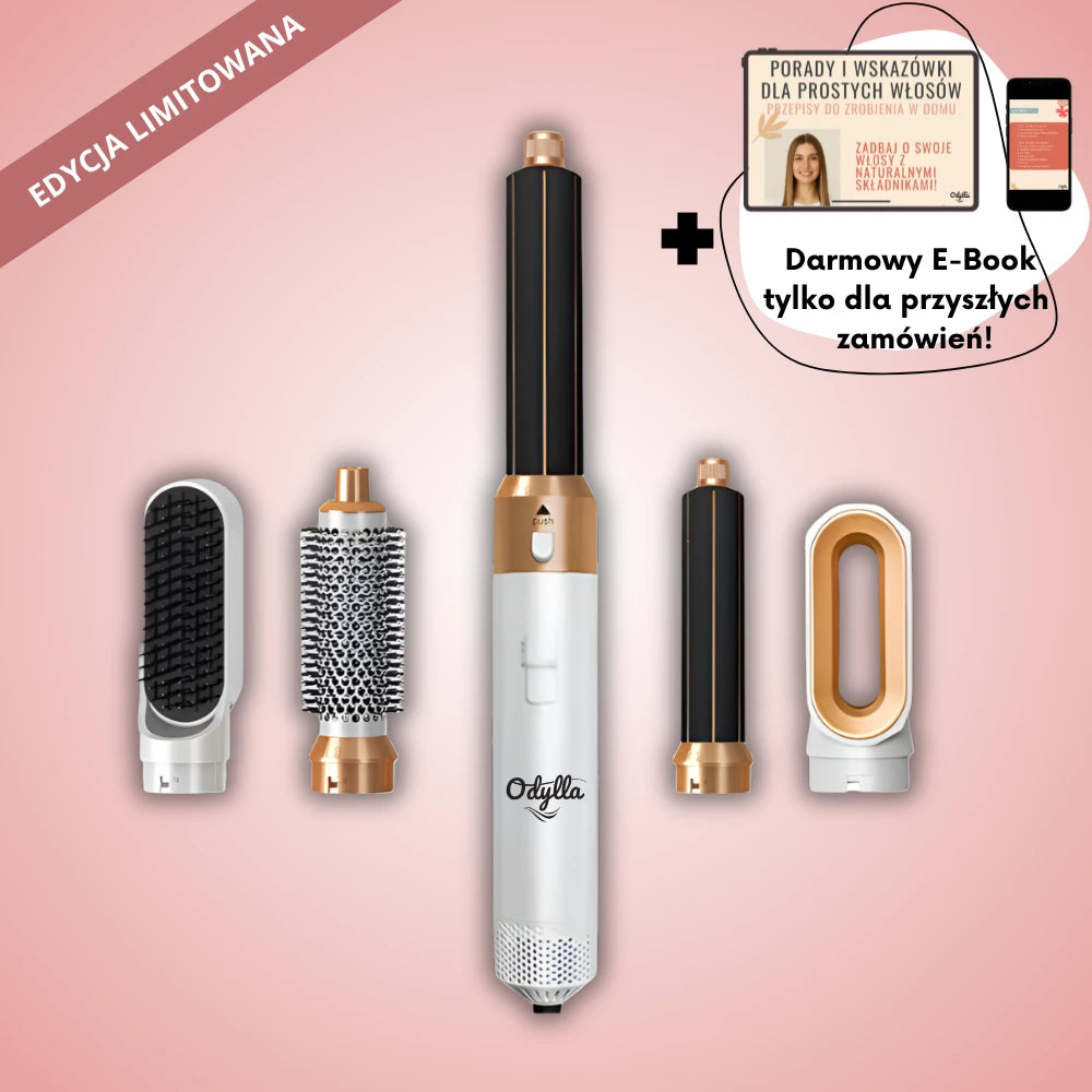 Odylla AirStyler 5w1 biało-złoty z wymiennymi końcówkami i darmowym e-bookiem