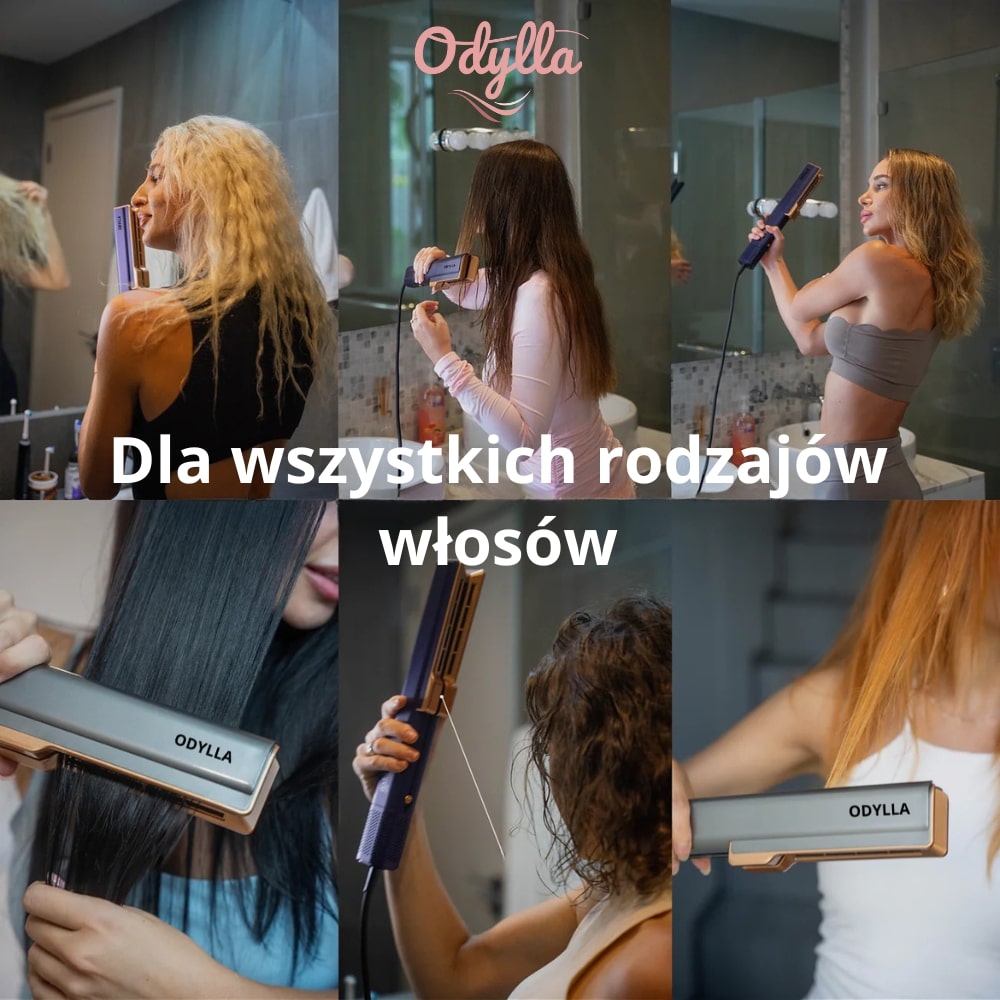 Gładkie i lśniące włosy po stylizacji ODYLLA AirStraight 2w1 Obraz