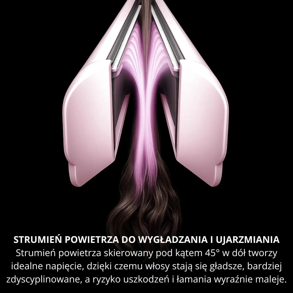 Przepływ powietrza między ramionami prostownicy ODYLLA AirStraight 2w1